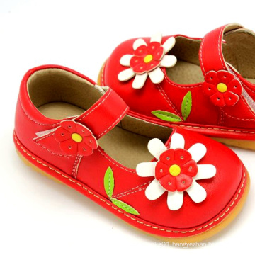 Red Sunflower Baby Squeaky Shoes Girl